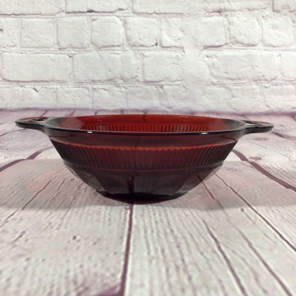 Vintage Anchor Hocking Ruby Red Glass Coronation Pattern 7 Piece Bowl Set - Picture 11 of 15